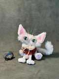 Handmade Mohair Cat Art Doll - OOAK Poseable Plush with Resin Eyes - Handcrafted Artisan Collectible - SoftLore