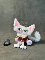 Handmade Mohair Cat Art Doll - OOAK Poseable Plush with Resin Eyes - Handcrafted Artisan Collectible - SoftLore