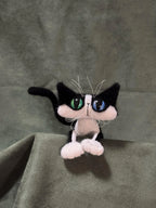 OOAK Black and White Cat Art Doll - Poseable Faux Mohair Plush - Handcrafted Artisan Collectible - SoftLore