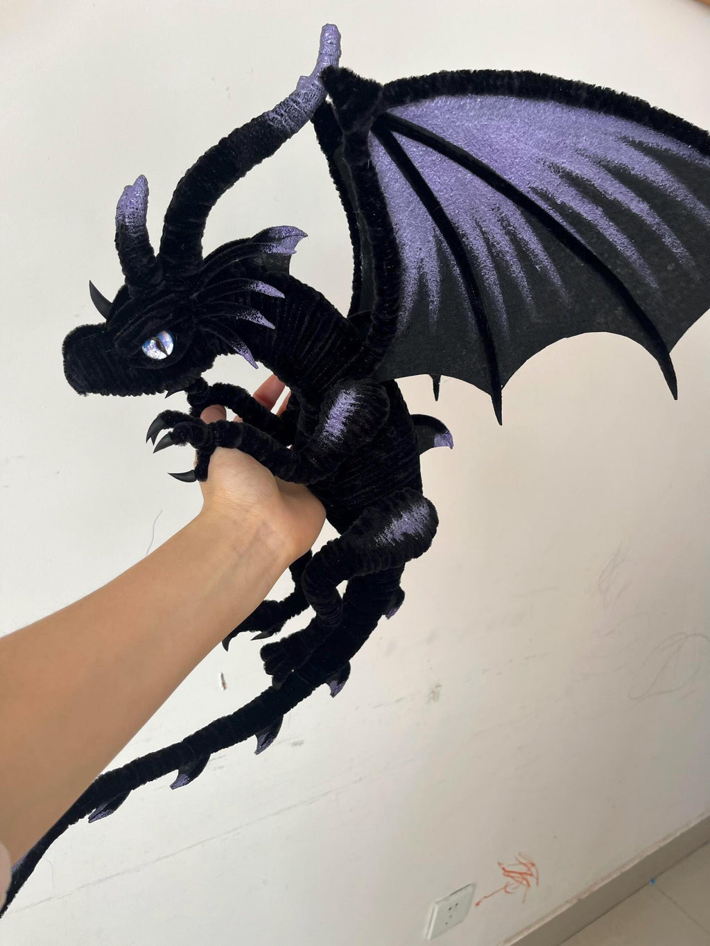 Black Dragon Art Doll DIY Kit - Poseable Fantasy Creature Craft Tutorial - Handcrafted Artisan Collectible - SoftLore
