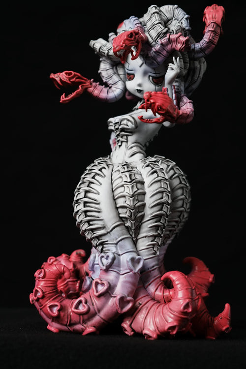 Giger-Style Medusa Snake Bone Resin Sculpture - Dark Art Collectible - Handcrafted Artisan Collectible - SoftLore