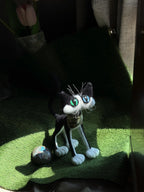 OOAK Black and White Cat Art Doll - Poseable Faux Mohair Plush - Handcrafted Artisan Collectible - SoftLore
