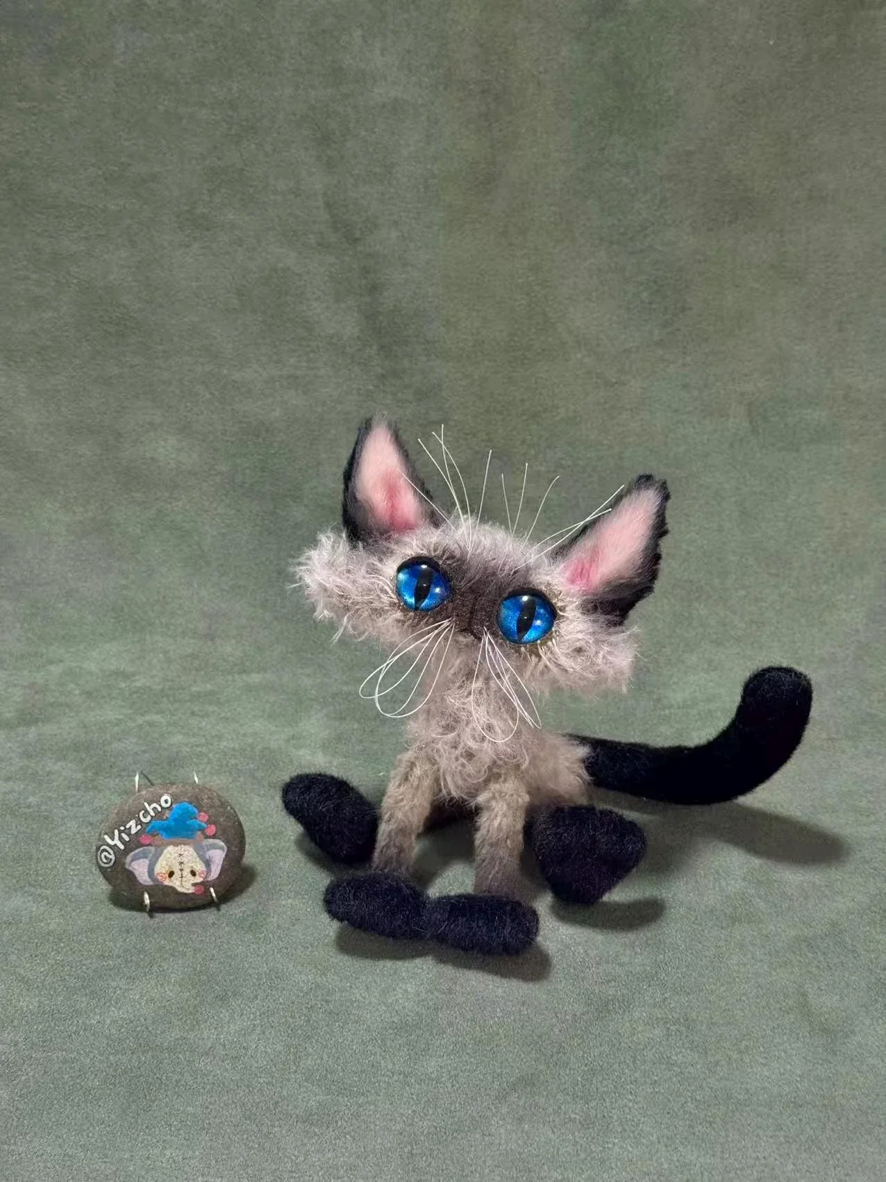 OOAK Siamese Cat Artist Doll by Yizcho - Handcrafted Artisan Collectible - SoftLore