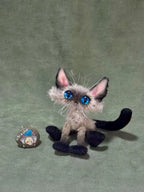 OOAK Siamese Cat Artist Doll by Yizcho - Handcrafted Artisan Collectible - SoftLore