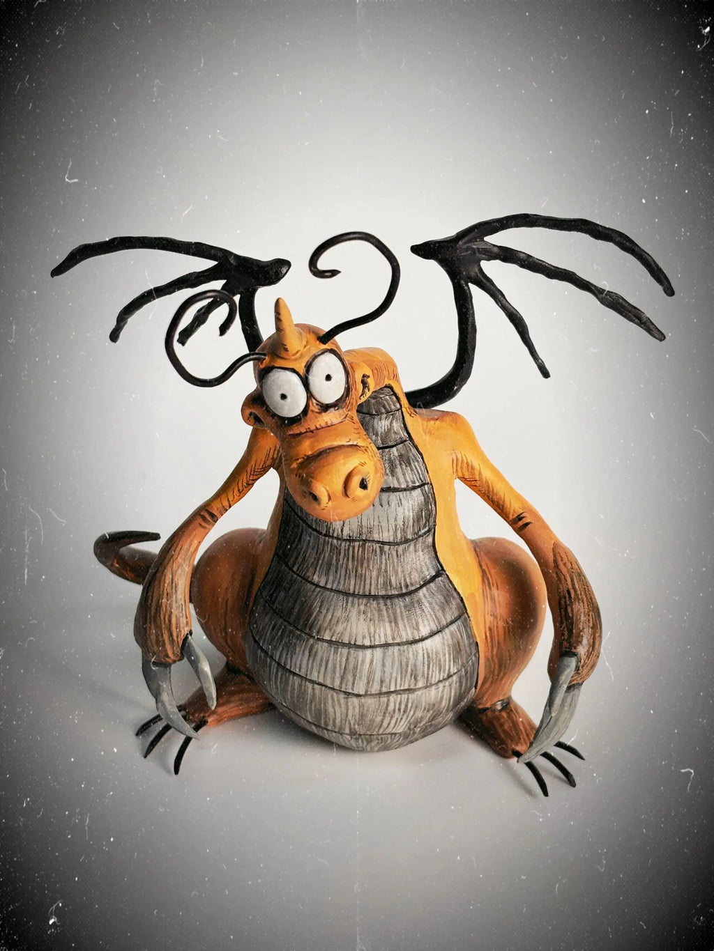 Gothic Dragonite Figurine - Handmade Dark Pokemon Sculpture
