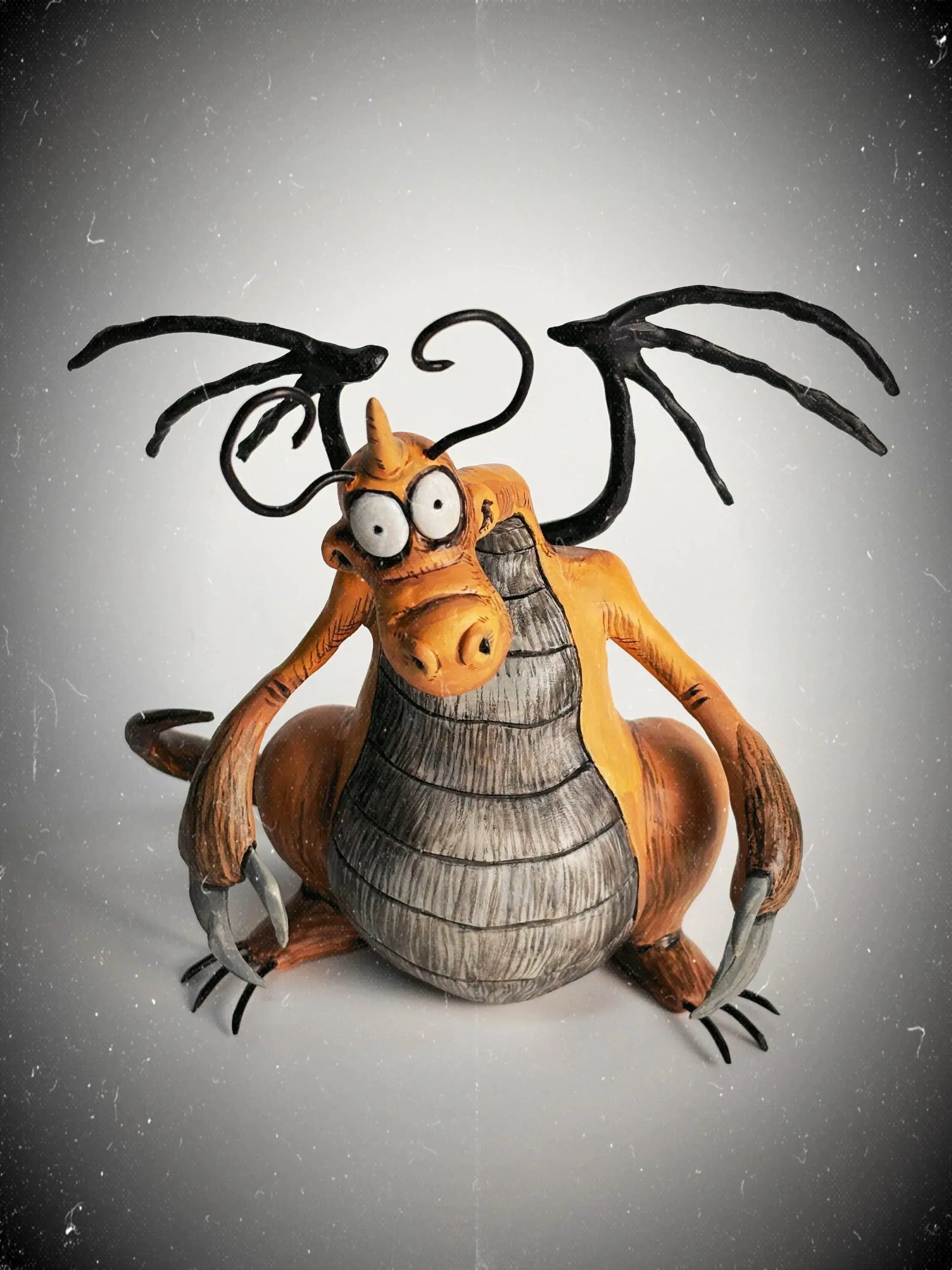 Gothic Dragonite Figurine - Handmade Dark Pokemon Sculpture