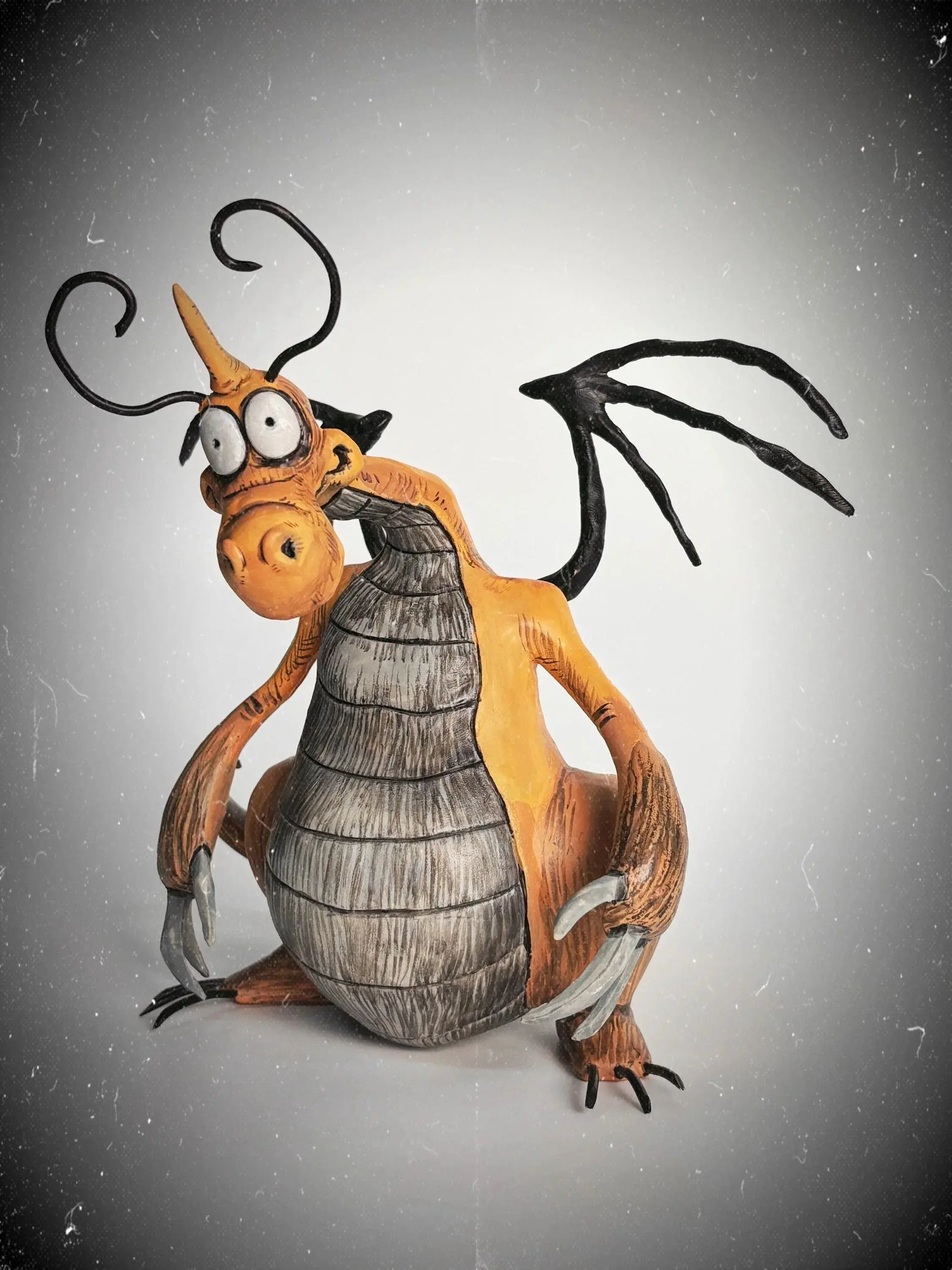 Gothic Dragonite Figurine - Handmade Dark Pokemon Sculpture