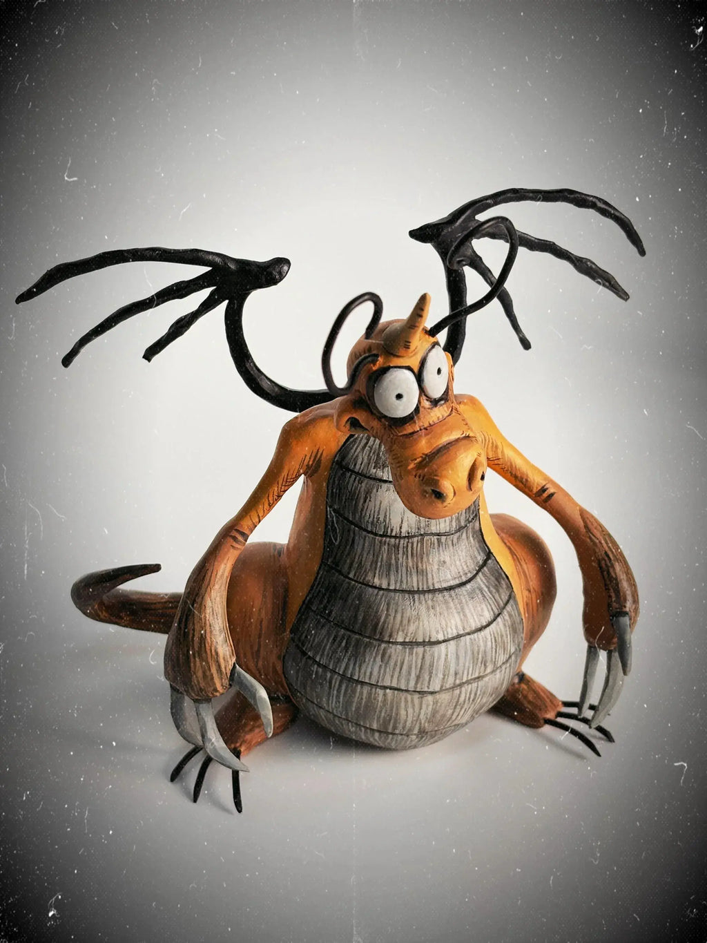 Gothic Dragonite Figurine - Handmade Dark Pokemon Sculpture