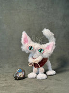 Handmade Mohair Cat Art Doll - OOAK Poseable Plush with Resin Eyes - Handcrafted Artisan Collectible - SoftLore