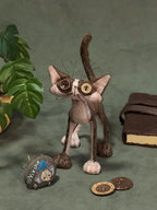 OOAK Button-Eyed Cat Art Doll - Handmade Poseable Plush - Handcrafted Artisan Collectible - SoftLore