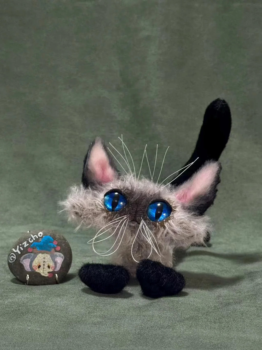 OOAK Siamese Cat Artist Doll by Yizcho - Handcrafted Artisan Collectible - SoftLore