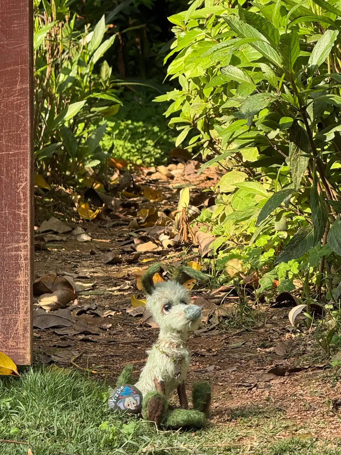 Spirit of Spring - Green Forest Puppy Handmade Art Doll