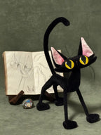 Noir the Tall - Slim Black Cat Handmade Art Doll