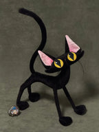 Noir the Tall - Slim Black Cat Handmade Art Doll