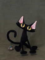 Noir the Tall - Slim Black Cat Handmade Art Doll