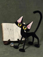 Noir the Tall - Slim Black Cat Handmade Art Doll