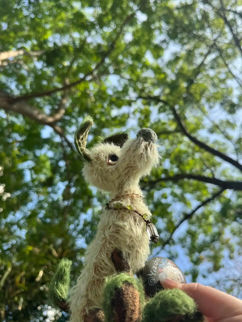 Spirit of Spring - Green Forest Puppy Handmade Art Doll