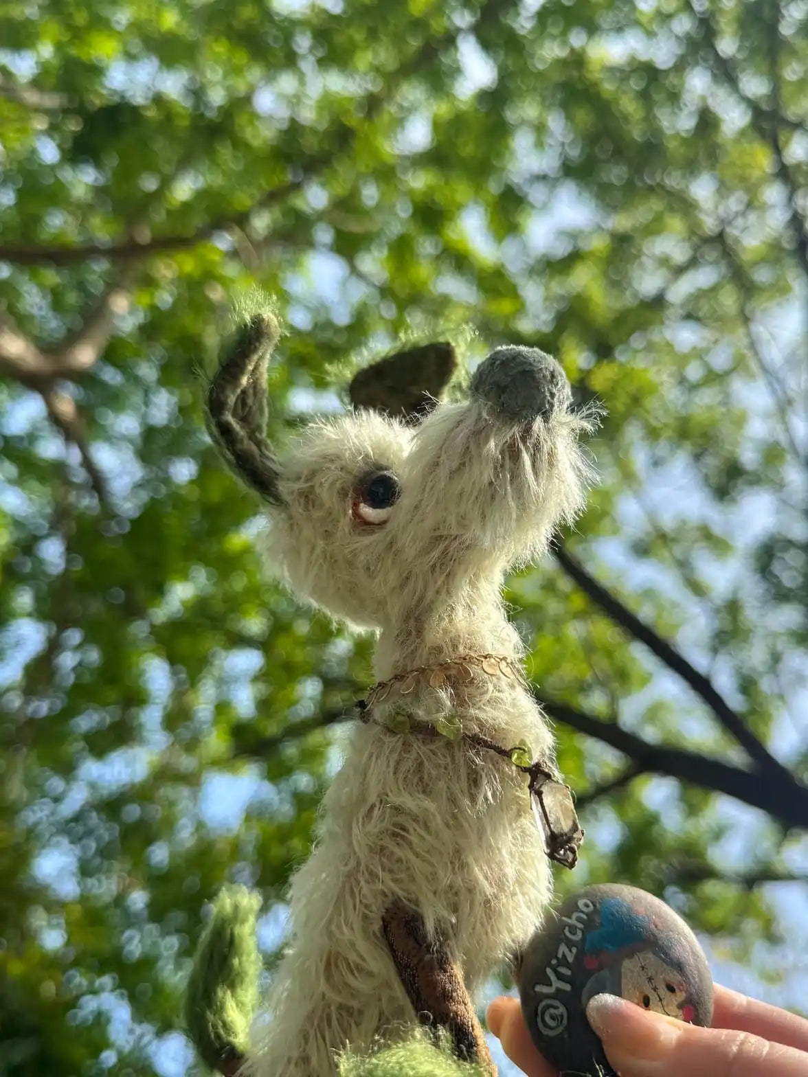 Spirit of Spring - Green Forest Puppy Handmade Art Doll