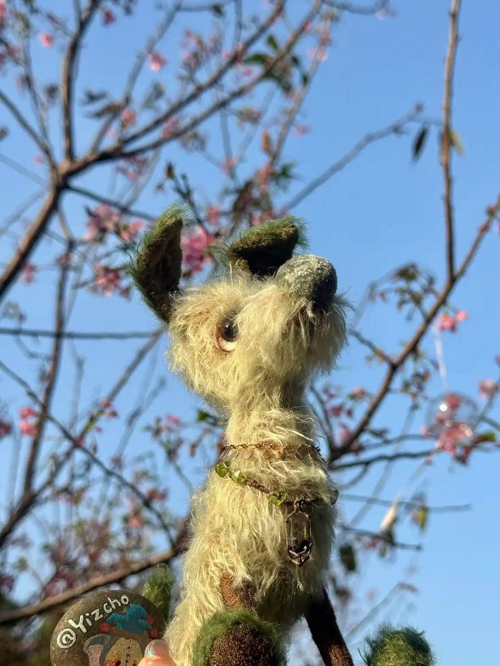 Spirit of Spring - Green Forest Puppy Handmade Art Doll