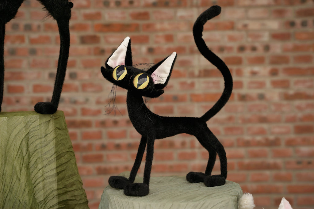 OOAK Black Cat Art Doll - Handmade Poseable Gothic Collectible - Handcrafted Artisan Collectible - SoftLore