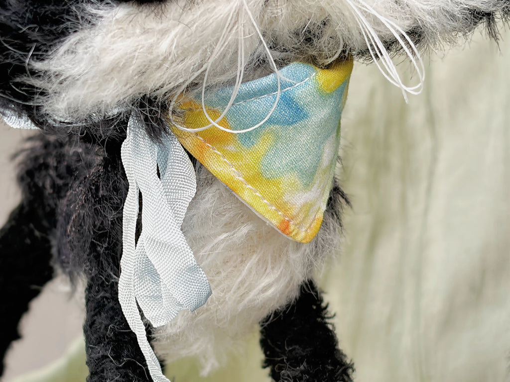 OOAK Black and White Cat Art Doll - Poseable Faux Mohair Plush - Handcrafted Artisan Collectible - SoftLore