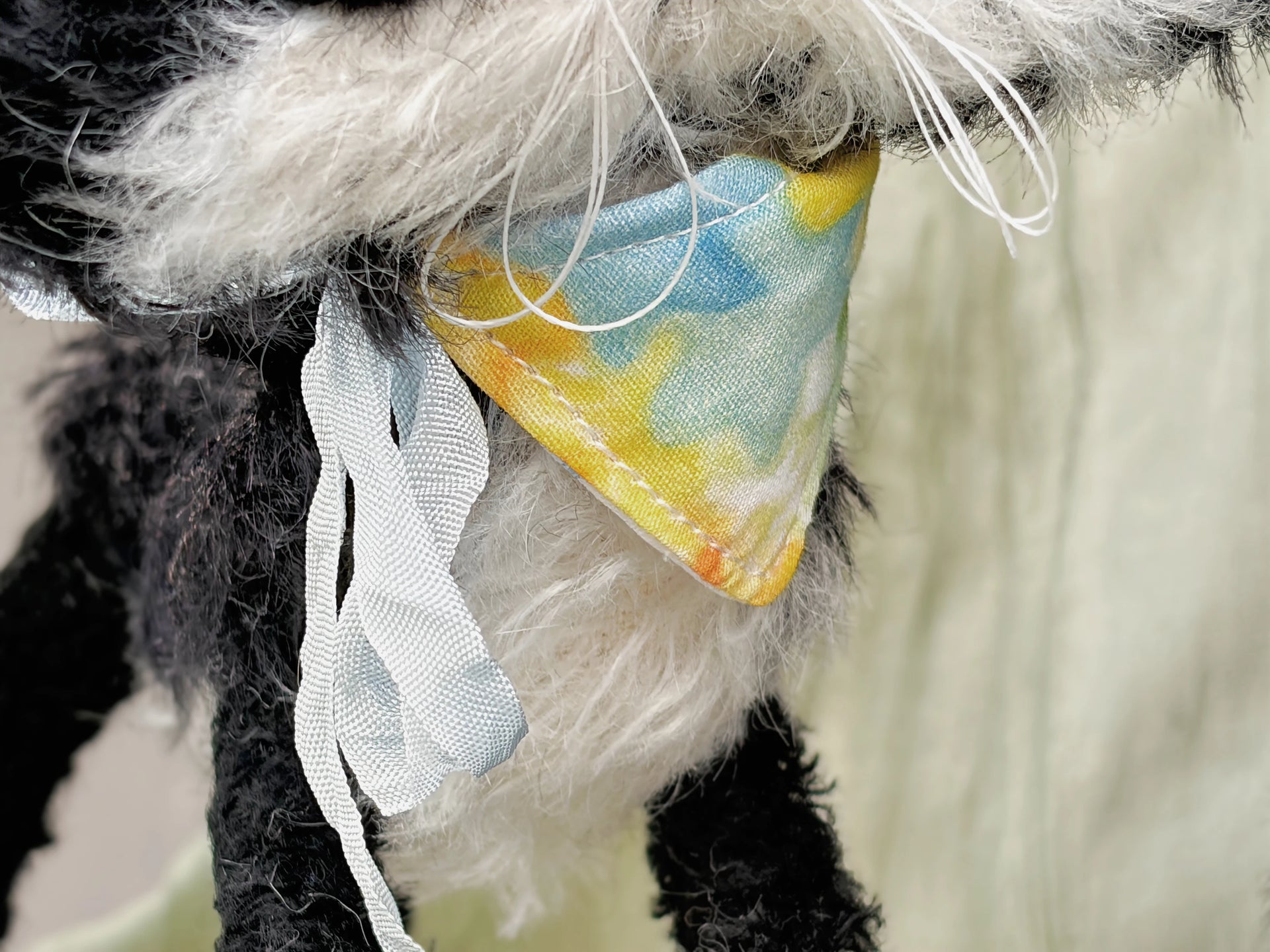 OOAK Black and White Cat Art Doll - Poseable Faux Mohair Plush - Handcrafted Artisan Collectible - SoftLore