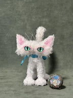 Handmade Mohair Cat Art Doll - OOAK Poseable Plush with Resin Eyes - Handcrafted Artisan Collectible - SoftLore
