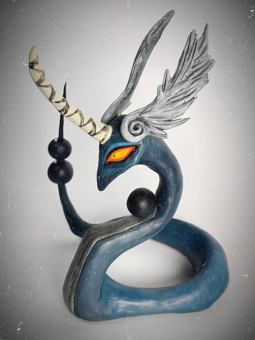 Gothic Dragonair Figurine - Handmade Dark Pokemon Sculpture - Handcrafted Artisan Collectible - SoftLore