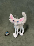 Handmade Mohair Cat Art Doll - OOAK Poseable Plush with Resin Eyes - Handcrafted Artisan Collectible - SoftLore