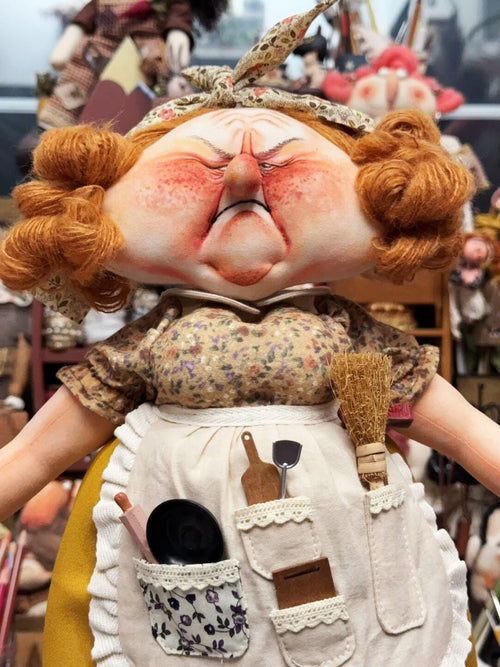 Chubby Auntie OOAK Handmade Fabric Art Doll, Poseable Collectible Artist Doll - Handcrafted Artisan Collectible - Sof...