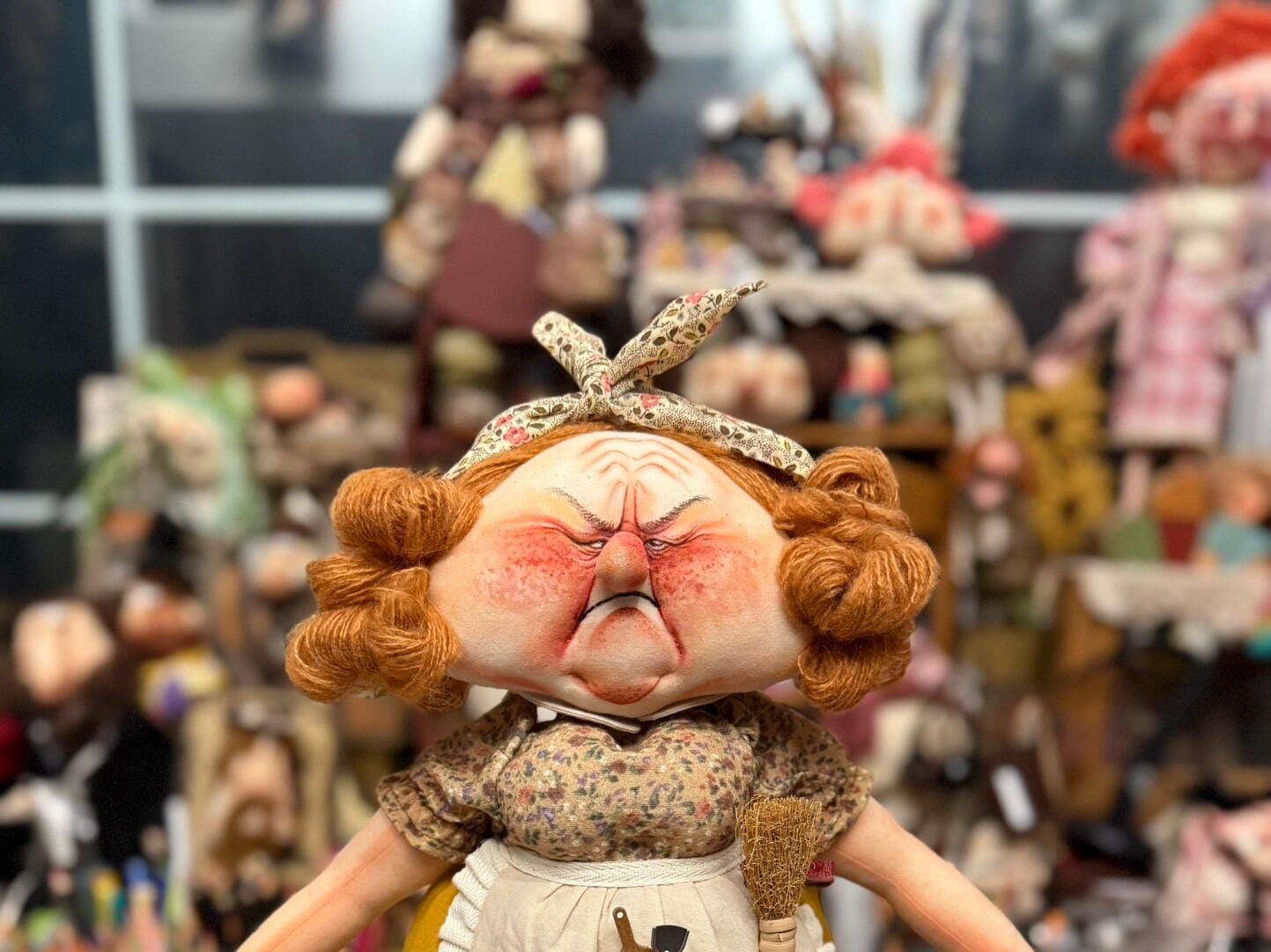 Chubby Auntie OOAK Handmade Fabric Art Doll, Poseable Collectible Artist Doll - Handcrafted Artisan Collectible - Sof...