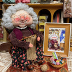Kind Granny OOAK Handmade Fabric Art Doll, Poseable Collectible Artist Doll - Handcrafted Artisan Collectible - SoftLore