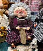 Kind Granny OOAK Handmade Fabric Art Doll, Poseable Collectible Artist Doll - Handcrafted Artisan Collectible - SoftLore