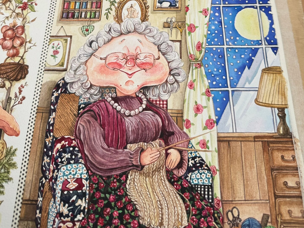 Kind Granny OOAK Handmade Fabric Art Doll, Poseable Collectible Artist Doll - Handcrafted Artisan Collectible - SoftLore