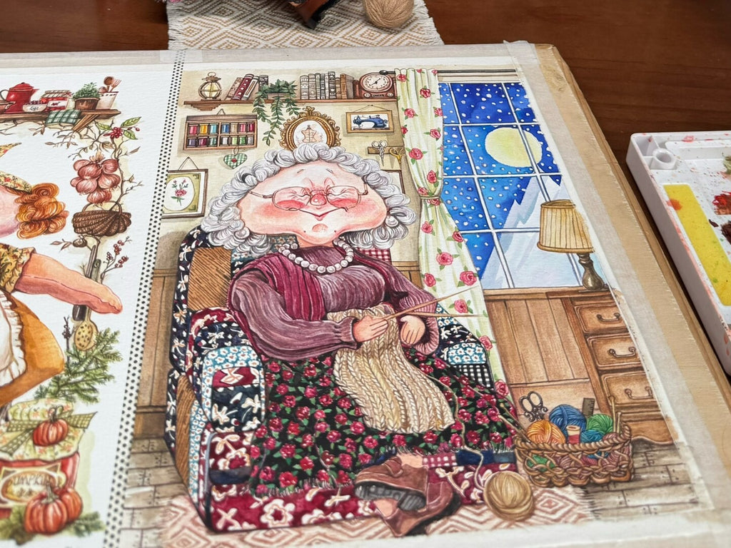 Kind Granny OOAK Handmade Fabric Art Doll, Poseable Collectible Artist Doll