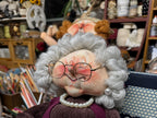 Kind Granny OOAK Handmade Fabric Art Doll, Poseable Collectible Artist Doll
