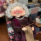 Kind Granny OOAK Handmade Fabric Art Doll, Poseable Collectible Artist Doll - Handcrafted Artisan Collectible - SoftLore