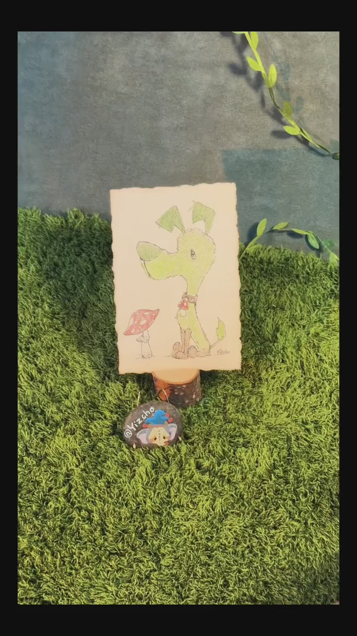 Spirit of Spring - Green Forest Puppy Handmade Art Doll