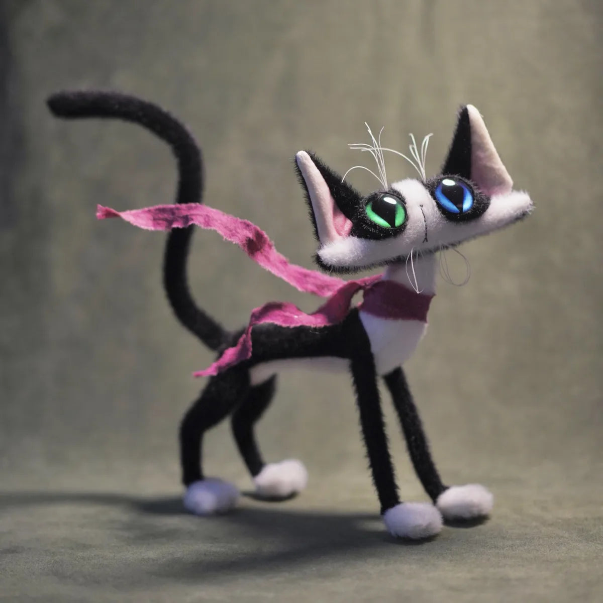 Poseable black and white Pawcho art doll prototype